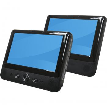 Denver MTW-984twin - Reproductor de DVD Dos Pantallas de 9 . Incluye Adaptador 230V y Adaptador para automóvil de 12V - Soportes para reposacabezas para Usar en el automóvil, Negro