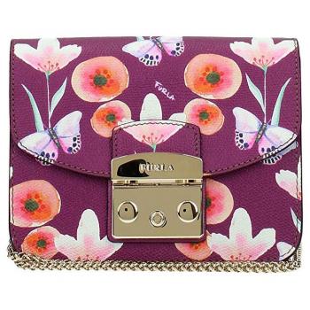 Furla Bolso con bandolera Metropolis Mini en piel violeta con flores y mariposas