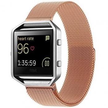 Spritech (TM) Elegance accesorios de repuesto, pulsera de acero inoxidable de la pulsera correa banda de cierre magnético Milanese Loop para Fitbit Blaze Reloj 5.1 -7.9, Rosa, 5.1-7.9