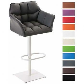 Taburete de Bar Damaso Gris Blanco - Altura Ajustable, Confortable, con Respaldo y Reposapiés