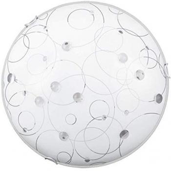 Plafón Rabalux Jolly 40 cm, Cristal Blanco con Dibujos, Metal, IP20, E27