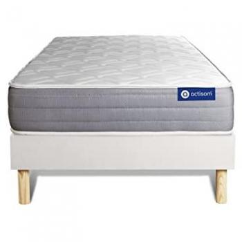 Somier Blanco Actisom + Colchón Viscoelástico 120 x 190 cm con 5 Zonas de Confort