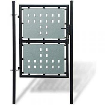 vidaXL Black Single Door Fence Gate 100 x 175 cm