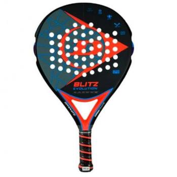 Dunlop Pala De Pádel Blitz Evolution Red - Pala de pádel, diseño en color rojo, tecnología de control y potencia, superficie de fibra de vidrio, núcleo de goma EVA, forma redonda, peso ligero para mayor maniobr