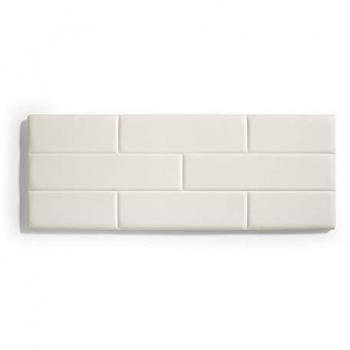 Cabecero Tapizado en Polipiel Efecto Ladrillo Blanco para Cama de 105 cm - 112x57x5 cm con Acolchado y Refuerzo Trasero