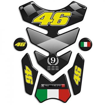 Motoking tanque pad compatible ETIQUETAS 3D-ETIQUETA '' Valentino Rossi 46 12,7x19 ''- tanque de la motocicleta y la protección de la pintura universal