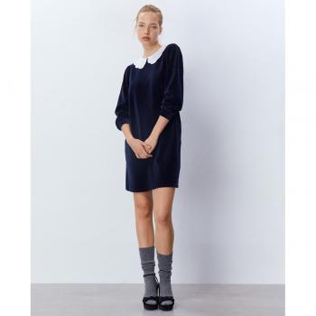 Sfera - Vestido de pana circular con diseño circular, tejido de pana suave, corte midi, sin mangas, escote redondo y cierre trasero