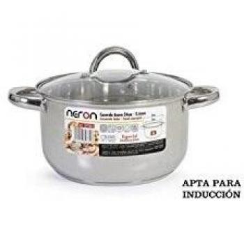 Neron 36550 Cacerola Acero Inducción con T, 22 cm, 5 l