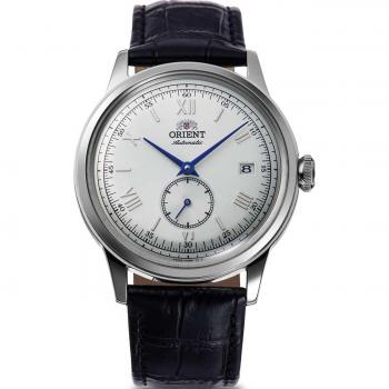 Orient Bambino Automatic Men's Watch with Small Second, 38mm Silver Case and White Dial