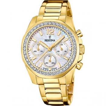 Reloj Festina Rainbow F20609/1 para Mujer, Esfera Beige, Caja de Acero Inoxidable 316L Dorado