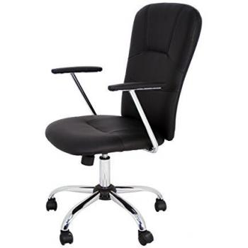 Silla de Oficina Magali Imitación Piel Negra con Reposabrazos y Respaldo Ergonomico 47x44x109 cm