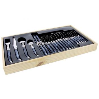 Laguiole 7214BIS - Cubertería, 24 piezas de acero inoxidable, Azul