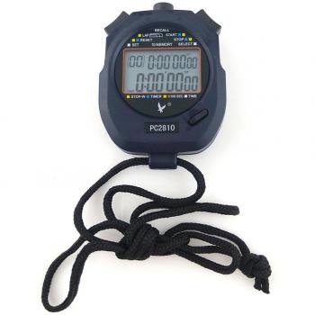 JZK® Cronómetro Deportivo Digital Profesional, 2 Filas 10 Memoria, Alarma, Cuenta Regresiva, batería + acollador, PC2810