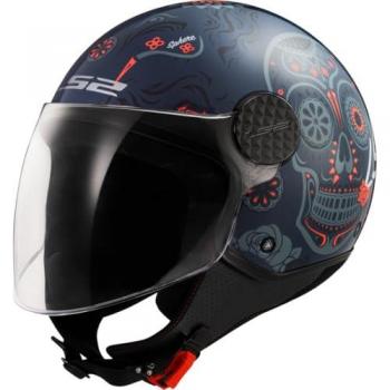 Casco Jet LS2 OF558 Sphere Lux II Maxca Cobalto-Naranja