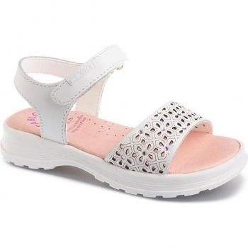 Sandalias Pablosky niña de piel color blanco abiertas