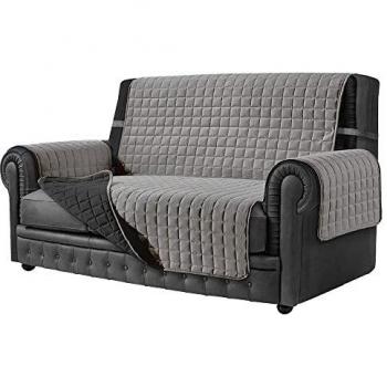 Funda de sofá VERSATILE antimanchas reversible 4 Plazas Gris claro y Gris oscuro