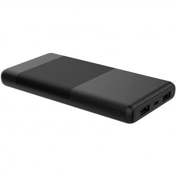 Power Bank 10000mAh Ultra Slim Fast Charge with USB-A to Micro-USB Cable, Simultaneous Charging, Black