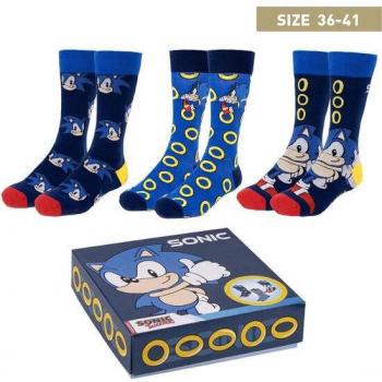 Pack de Calcetines Sonic - Cerdá: Set de 3 Pares de Calcetines Oficiales con Diseño del Erizo Azul