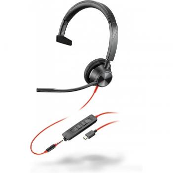 Auriculares USB-C Poly Blackwire 3315 con micrófono, cancelación de ruido, controles en línea, diseño cómodo y ligero, compatibilidad con dispositivos USB-C