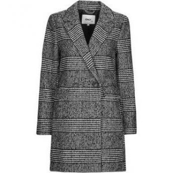 Only Double-Breasted Wool Coat for Women, Black, Size: M Stylish Coat