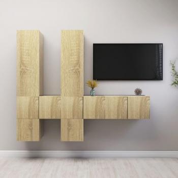 Muebles de pared de TV 7 piezas aglomerado color roble Sonoma