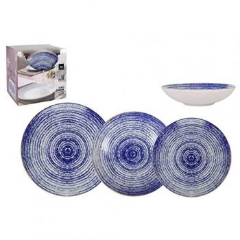 Vajilla 12 Piezas Espiral Monaco Ivory Brillo - Porcelana Duradera y Resistente a Golpes