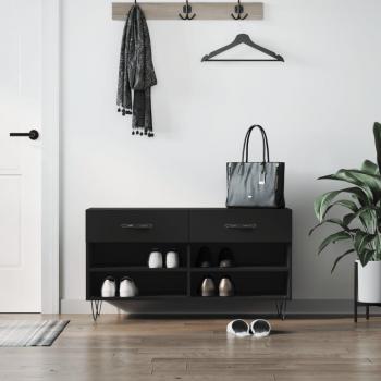 Banco zapatero de madera de ingeniería 102x35x55 cm en colores gris hormigón, gris sonoma, marrón roble y negro