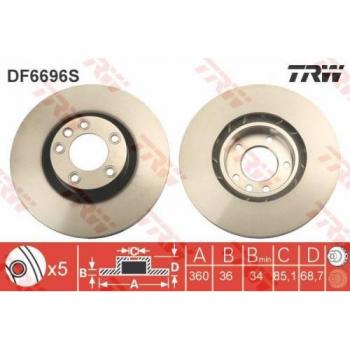 TRW DF6696S Rotores de Discos de Frenos