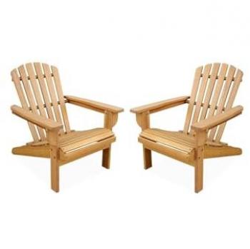 Sillón infantil Adirondack de madera, set de 2, Caroline, Teck - Lote de 2 sillones Infantiles Adirondack de Madera de Acacia, Color Teca Claro