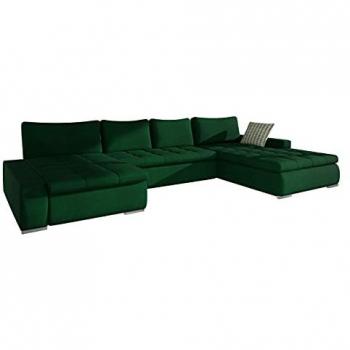 Sofá rinconero Comfivo 106, Uttario Velvet 2951 + Senegal 823, Función de descanso, Caja de ropa de cama, dimensiones 394 x 80 x 213 cm