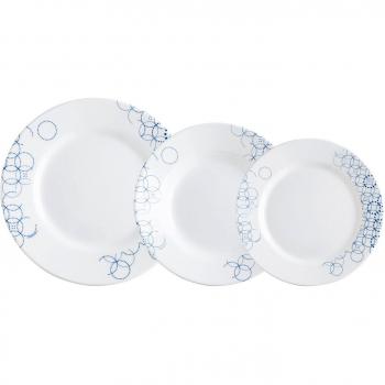 Luminarc Melia - Vajilla, 18 piezas, color blanco y azul