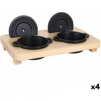 Cacerolas Viejo Valle Hierro Fundido y Fonte Con Soporte 30 x 18 cm (4 Unidades)