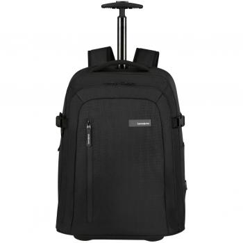 Mochila Samsonite Roader Spinner 55 cm en color negro profundo, capacidad de 28L, con ruedas