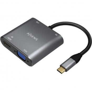 Adaptador Multifuncional USB-C a HDMI 4K/VGA/USB 3.0/USB-C con Carga PD, Tipo-C Macho a HDMI Hembra, VGA Hembra, USB Tipo-A Hemb
