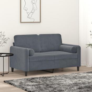 Sofá 2 plazas con almohadas gris oscuro 120 cm en terciopelo Vidaxl