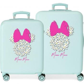 Juego de maletas rígidas Disney Bow Minnie con capacidad de 91L y mochila saco Disney Bow Minnie de 55-70 cm