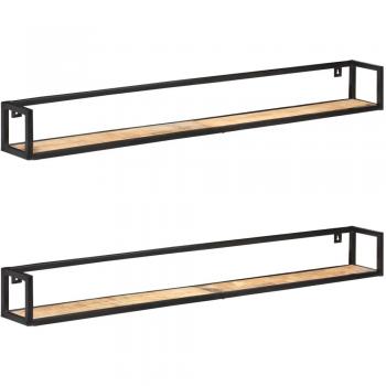 Rough Mango Wood Wall Shelves Set of 2, 63 inches