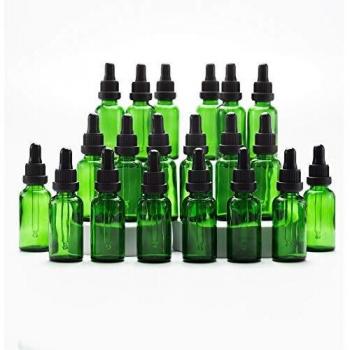 Yizhao Verde Frasco Cuentagotas Cristal 30ml, Bote Cuentagotas con [Goteros Cuentagotas Cristal], para Aceite Esencial, Aromaterapia, Fragancia, Aceites Perfume, Masaje,Laboratorio, Boticario - 24Pcs