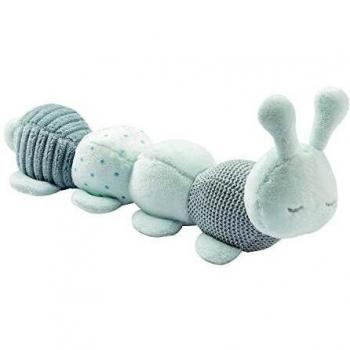 Nattou-NT-877176 Peluche de actividad oruga con sonajero, para bebés y niños prematuros, 26 cm, color verde menta,