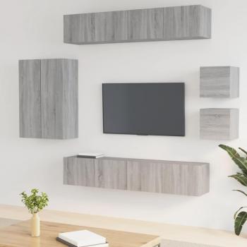 Set de muebles para TV 8 piezas madera contrachapada gris Sonoma