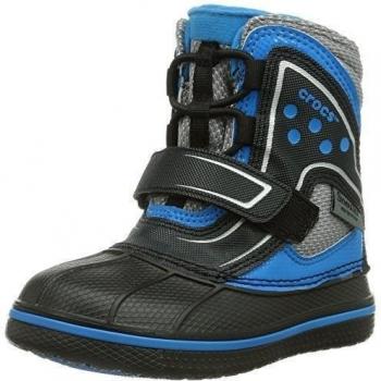 crocs AllCast Waterproof Boot GS - Botas de piel para niña, Black/Ocean, 33/34 EU