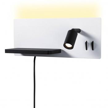 Aplique de pared LED Serra USB C 2700K 650lm Blanco y Negro