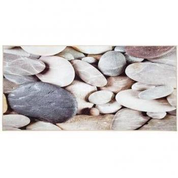 Alfombra Rectangular Moderno Diseño Guijarros Estampado 3D Beige 80 x 150 cm Polyester Denizli
