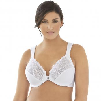 Glamorise Front-Close Wonderwire Bra - White Underwire Bra for Women 48-G