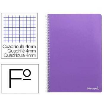 Cuaderno espiral Liderpapel Folio Smart Tapa Blanda 80 Hojas 60g/m² Cuadrícula 4mm con Margen Color Violeta