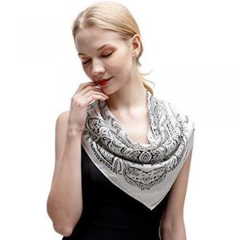 RIIQIICHY Pañuelo de Seda para Mujer Pañuelos para Cuello Colores y Diseños Variados 70 x 70 cm