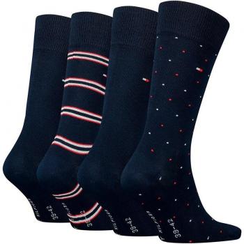 Calcetines Tommy Jeans 4P Tin Giftbox Stripe Dot Marino