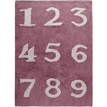 Happy Decor Kids -Alfombra Lavable Numbers 100% Algodón Natural -Rosa- 160x120 cm