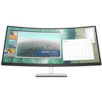 HP - PC EliteDisplay E344c Monitor Curvo, Pantalla 34 VA WQHD, Compatible Modelo Vesa 100mm, Regulable Altura hasta 150mm, Controles Integratos, Low Blue Light, HDMI, DisplayPort, USB-C, USB, Plata
