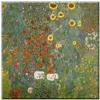 Cottage Garden con sunflowers-flower imagen de Gustav Klimt, Tamaño 65 cm x 65 cm, impresión